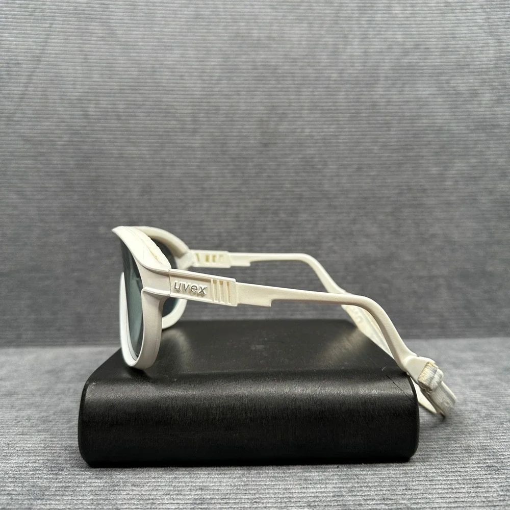 Vintage Uvex Sportstyle Shield Sunglasses White W Germany No 5347 Anti-Fog Case